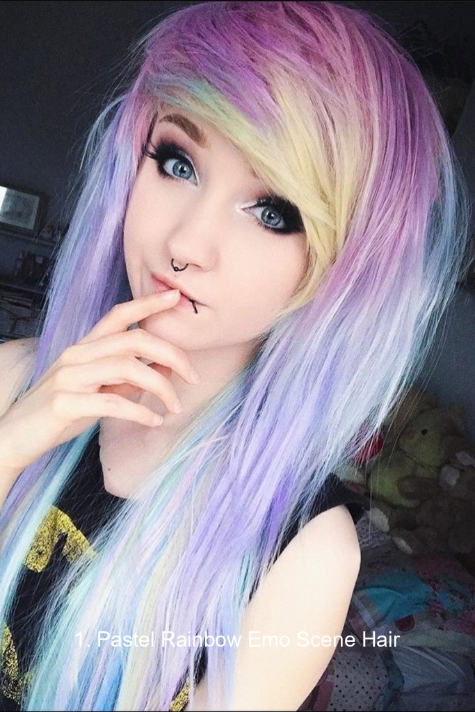 1. Pastel Rainbow Emo Scene Hair