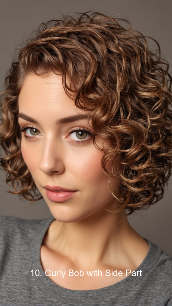 10. Curly Bob with Side Part