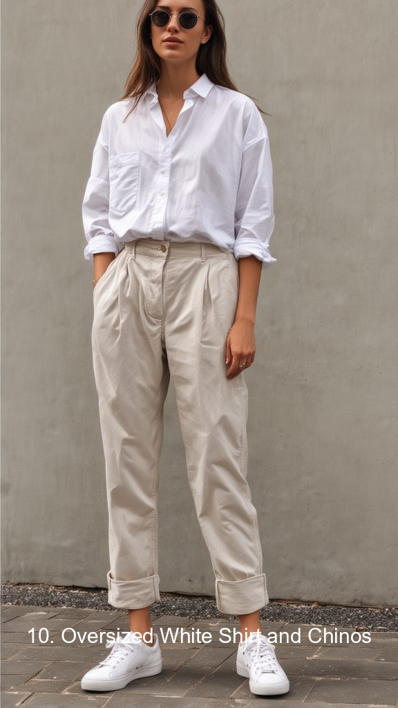 10. Oversized White Shirt and Chinos