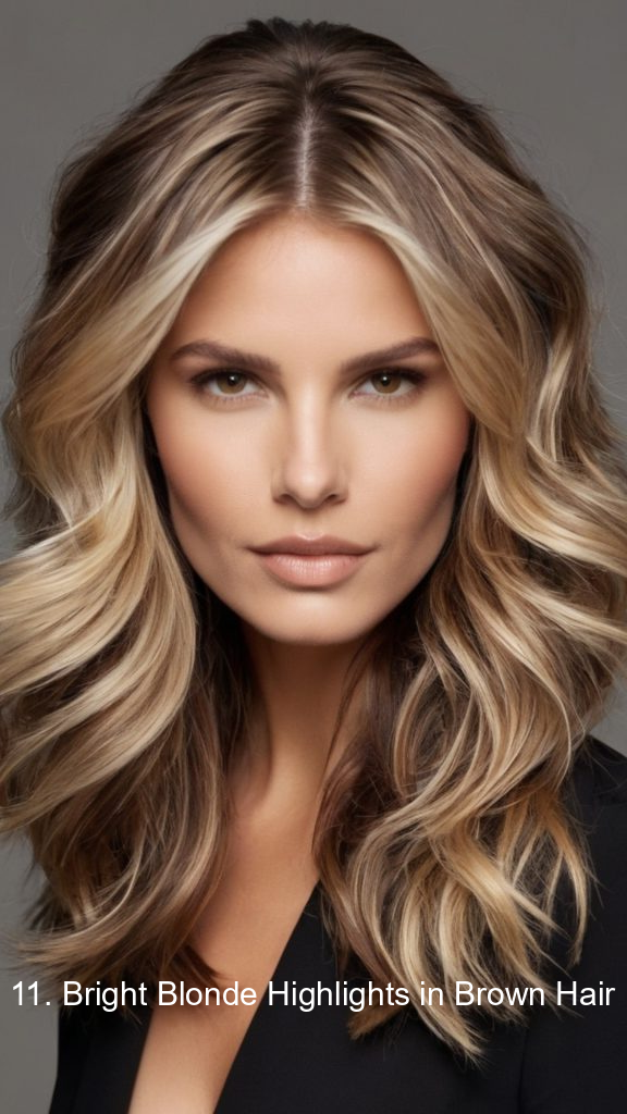 11. Bright Blonde Highlights in Brown Hair