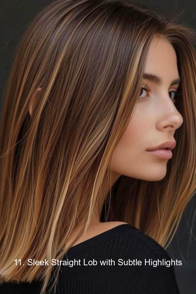 11. Sleek Straight Lob with Subtle Highlights