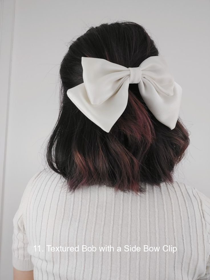 11. Textured Bob with a Side Bow Clip