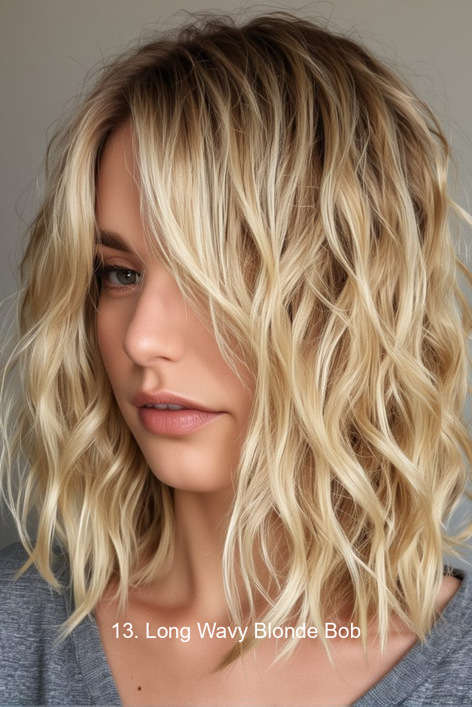 13. Long Wavy Blonde Bob