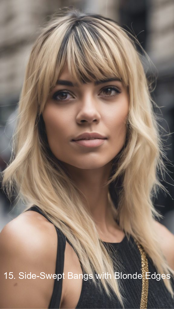 15. Side-Swept Bangs with Blonde Edges