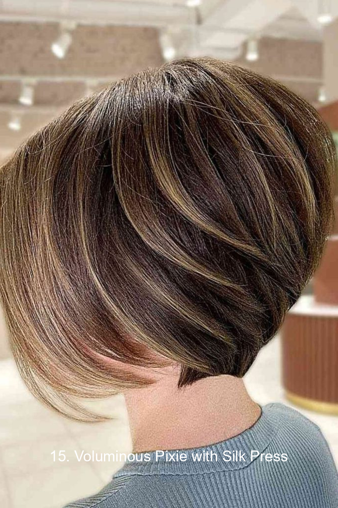 15. Voluminous Pixie with Silk Press