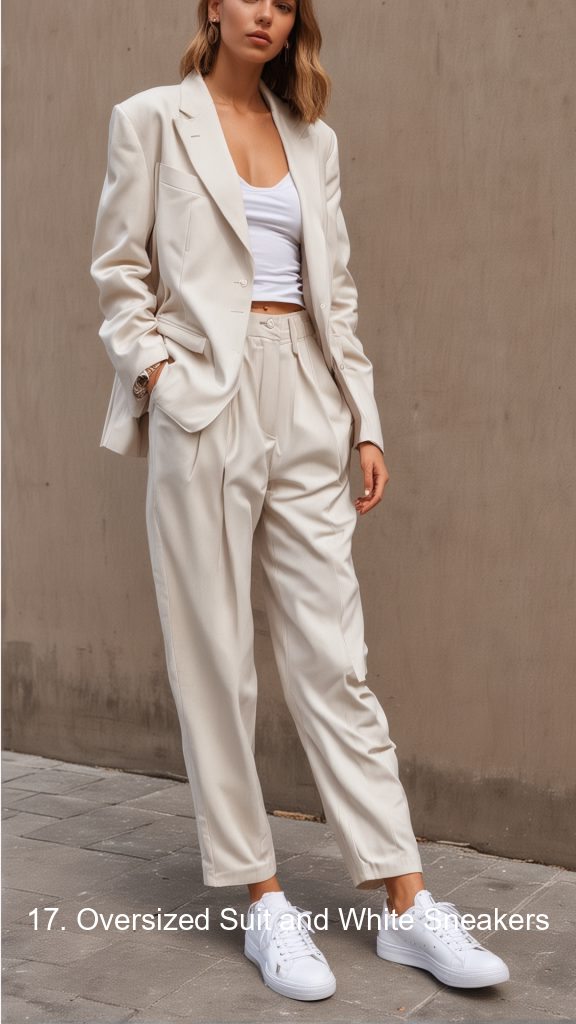 17. Oversized Suit and White Sneakers