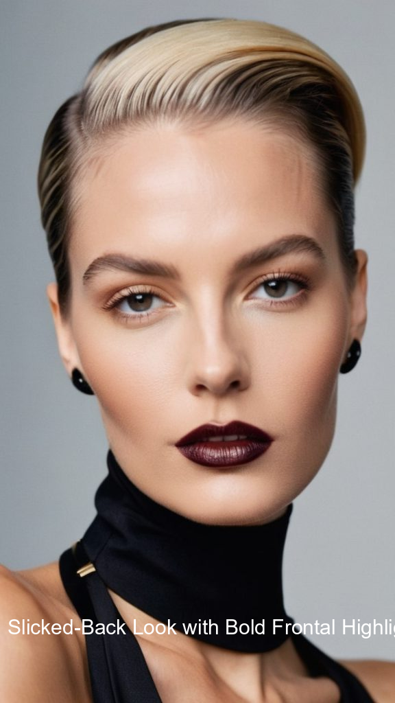 17. Slicked-Back Look with Bold Frontal Highlight