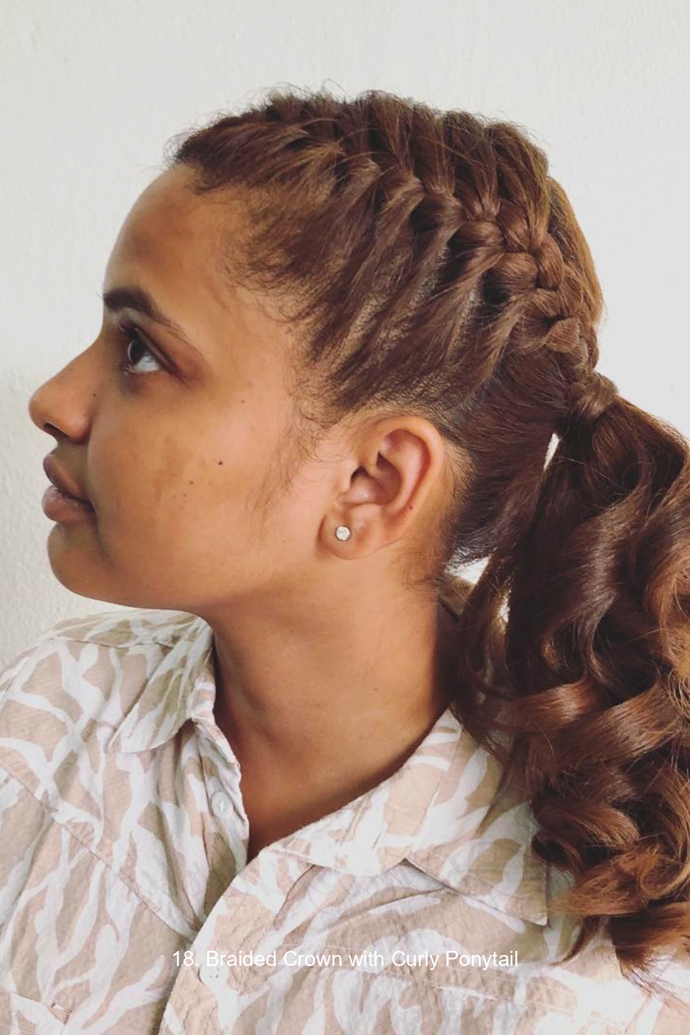 18. Braided Crown with Curly Ponytail