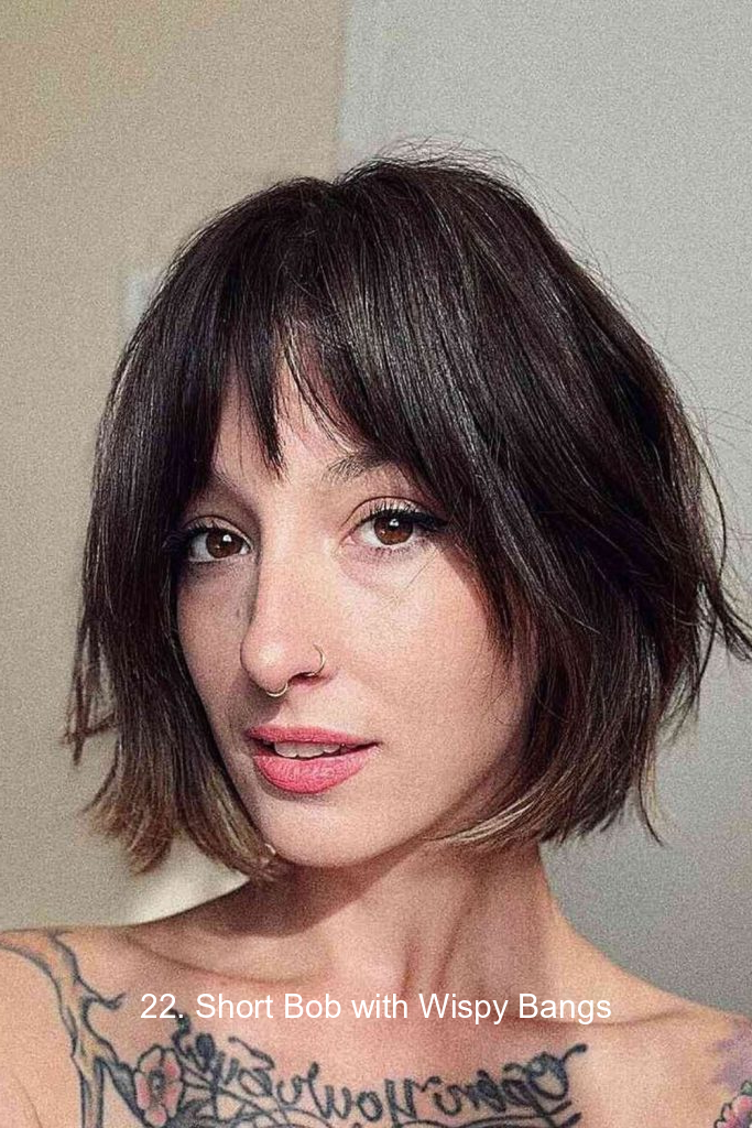 22. Short Bob with Wispy Bangs