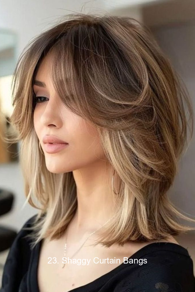 23. Shaggy Curtain Bangs