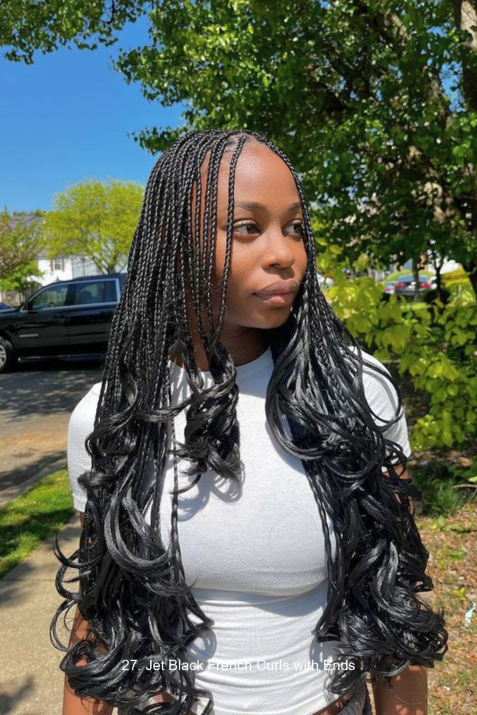 27. Jet Black French Curls with Ends