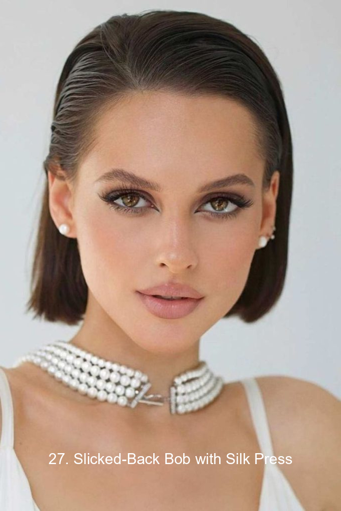 27. Slicked-Back Bob with Silk Press