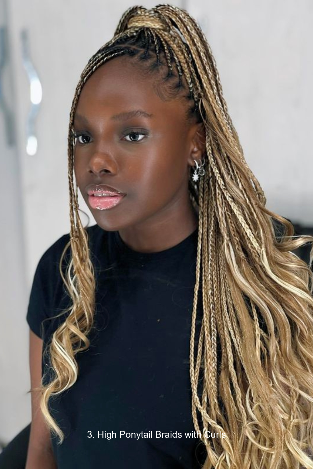 3. High Ponytail Braids with Curls
