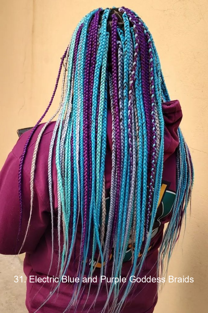 31. Electric Blue and Purple Goddess Braids