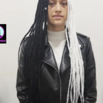 35. Monochrome Split Goddess Braids
