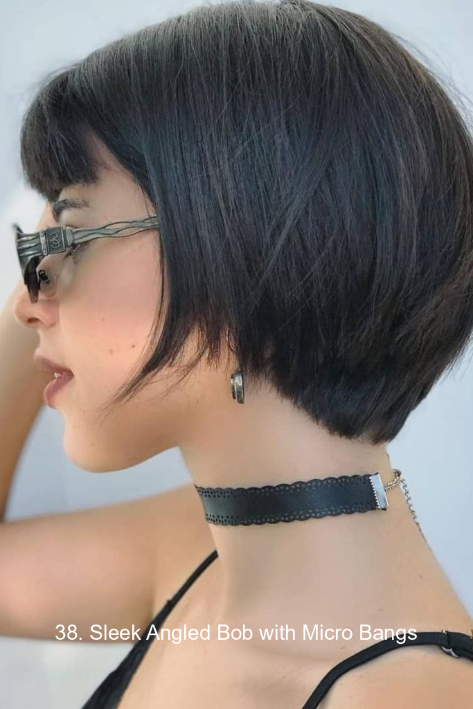 38. Sleek Angled Bob with Micro Bangs