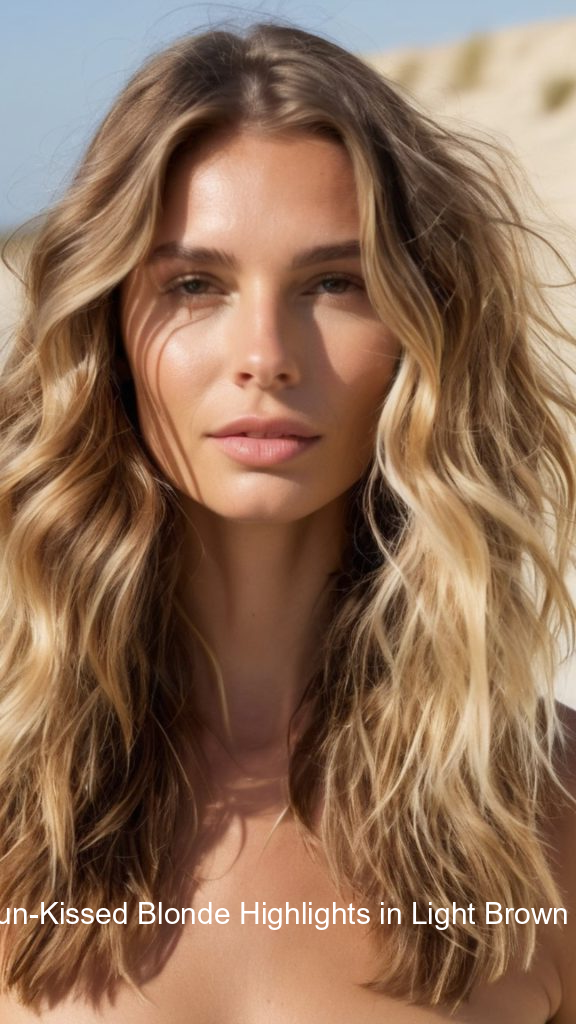 6. Sun-Kissed Blonde Highlights in Light Brown Hair