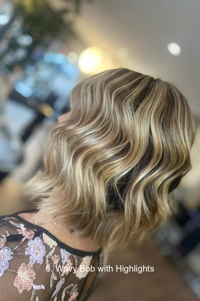6. Wavy Bob with Highlights