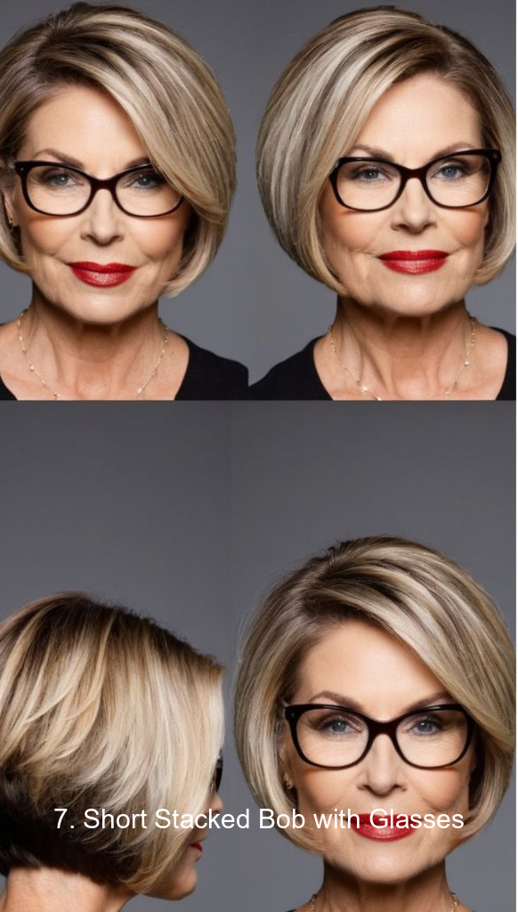 7. Short Stacked Bob with Glasses