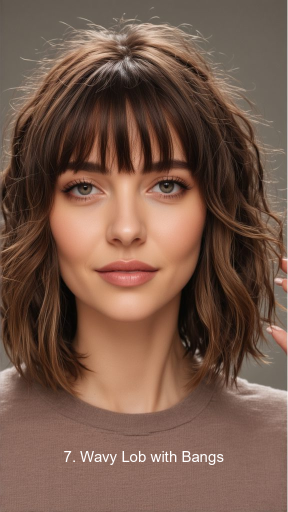 7. Wavy Lob with Bangs