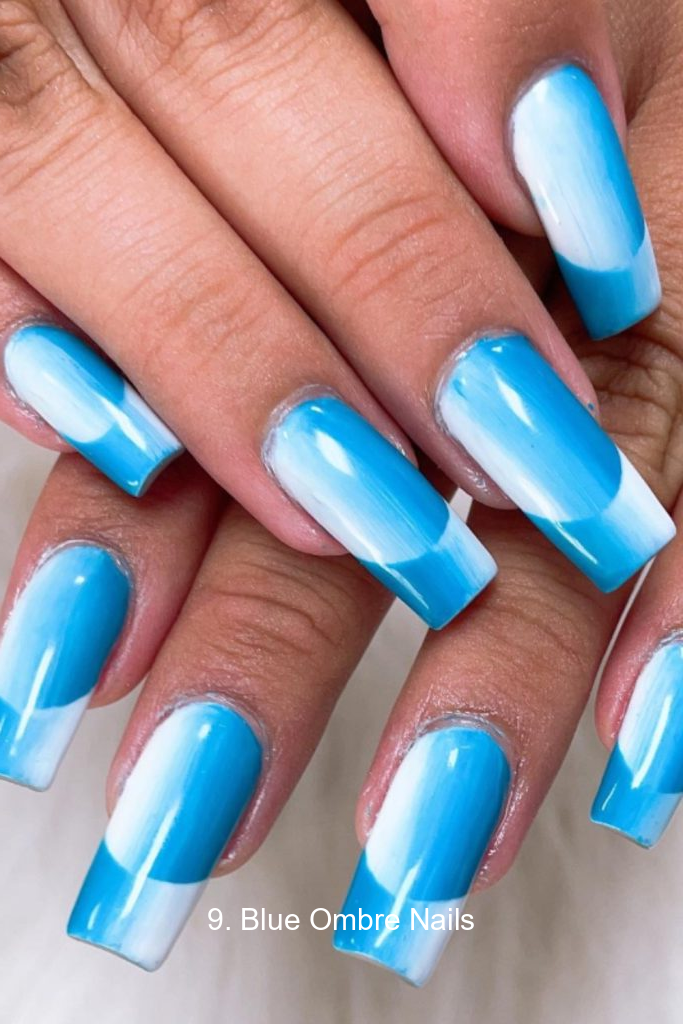 9. Blue Ombre Nails