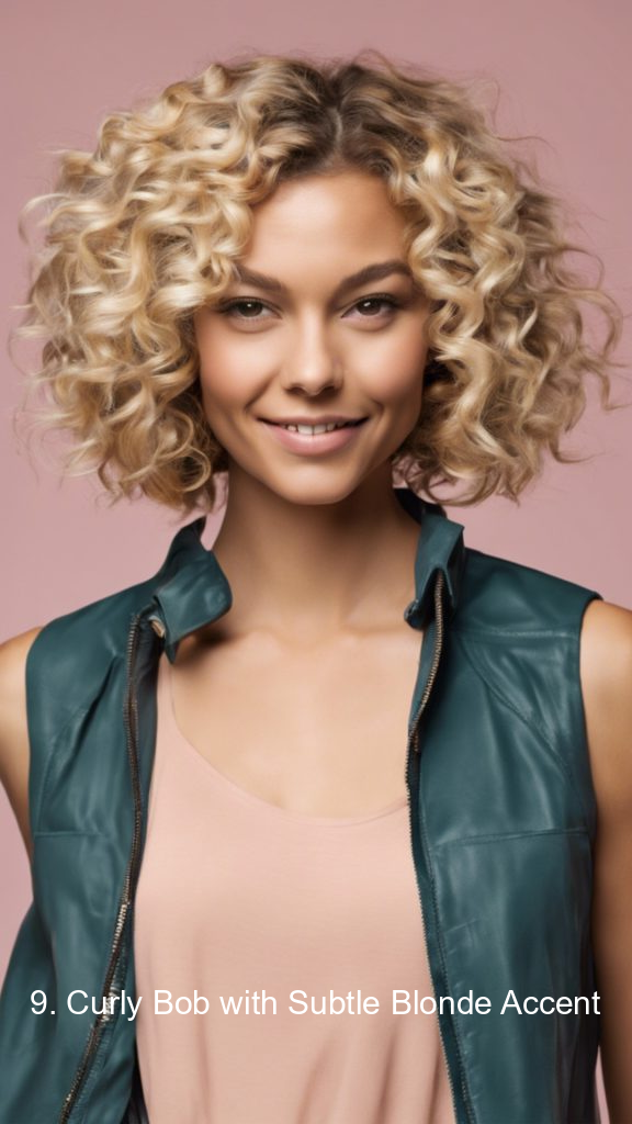 9. Curly Bob with Subtle Blonde Accent