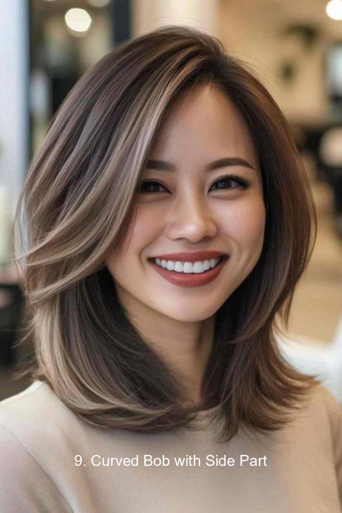 9. Curved Bob with Side Part
